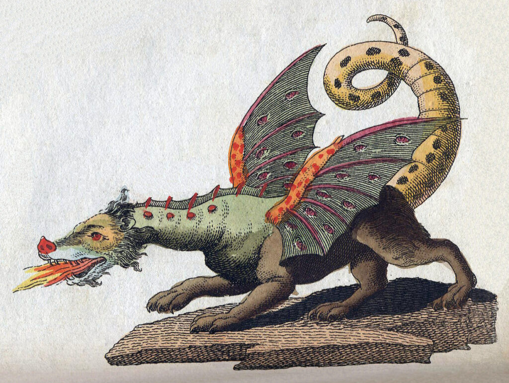 The fire-breathing dragon makes its first appearance in Beowulf.