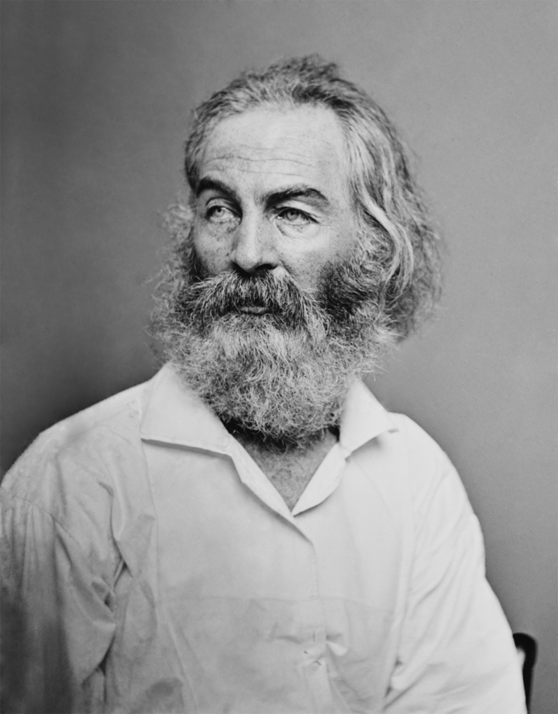 Photograph of poet Walt Whitman, who wrote epic poems using prose prosody. 